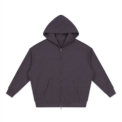 Unisex Loose Solid Full Zip Hoodie
