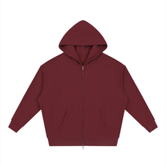 Unisex Loose Solid Full Zip Hoodie