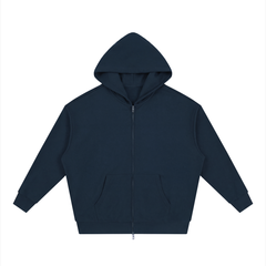 Unisex Loose Solid Full Zip Hoodie