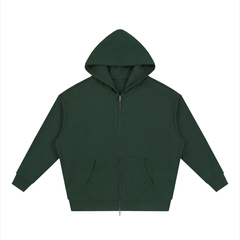 Unisex Loose Solid Full Zip Hoodie