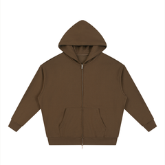 Unisex Loose Solid Full Zip Hoodie