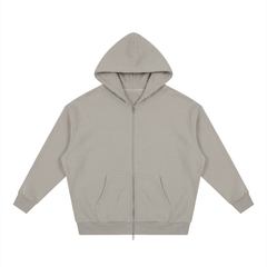 Unisex Loose Solid Full Zip Hoodie