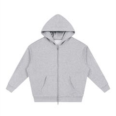 Unisex Loose Solid Full Zip Hoodie