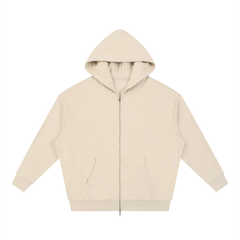 Unisex Loose Solid Full Zip Hoodie