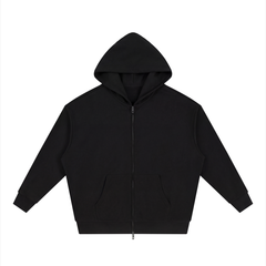 Unisex Loose Solid Full Zip Hoodie